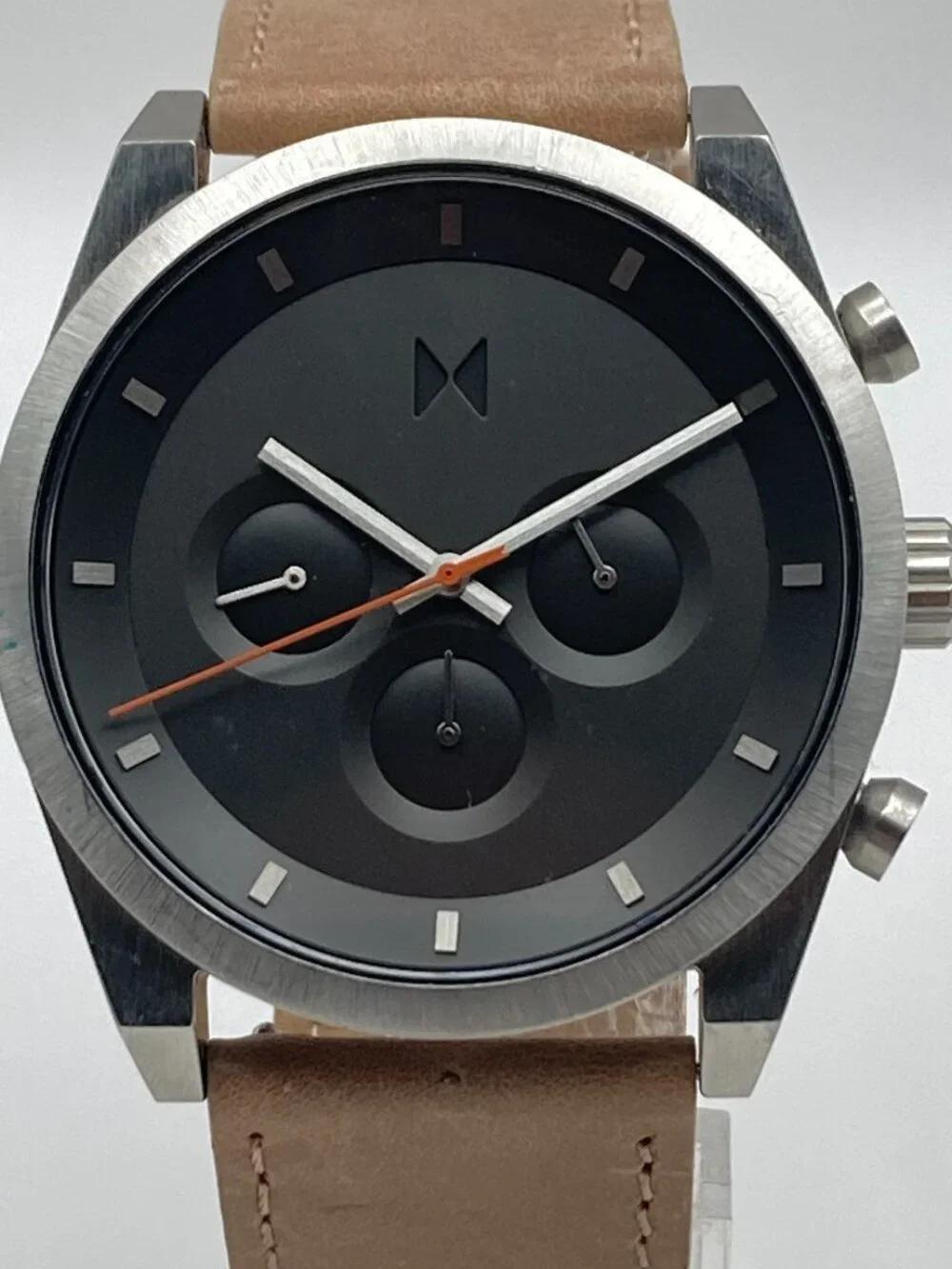 MVMT Element Chrono Men's Watch 44mm Silver Tone Black Chronograph New Battery